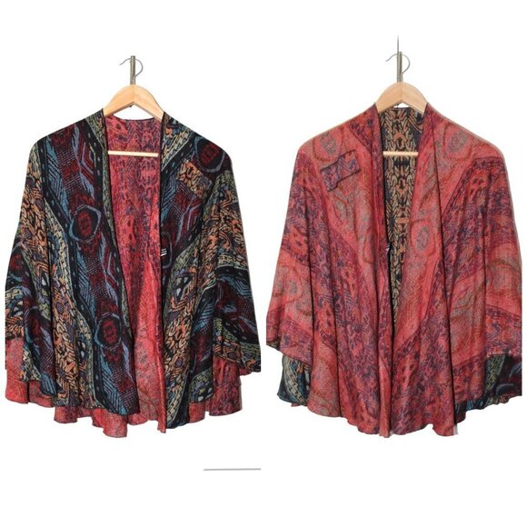 Cashmere Multicolor reversible Shawl Southwest Print Butterfly's shape One Size - Picture 1 of 9
